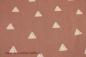 Preview: Webstoff Baumwolle dunkelaltrosa mit weißen Dreiecken