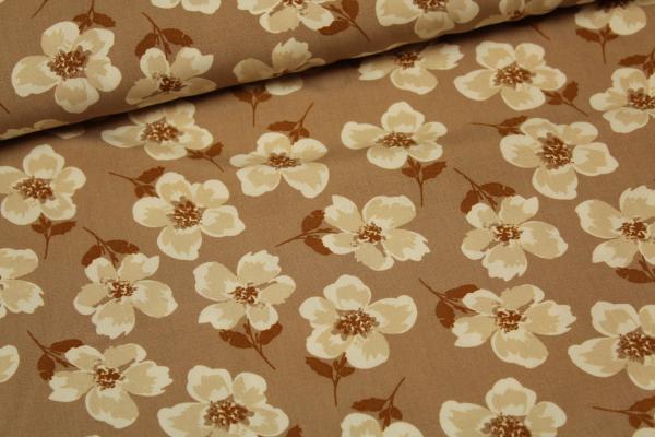 Blusenstoff, Viskose, Blumen, braun-beige, Radiance