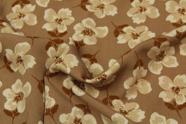 Blusenstoff, Viskose, Blumen, braun-beige, Radiance